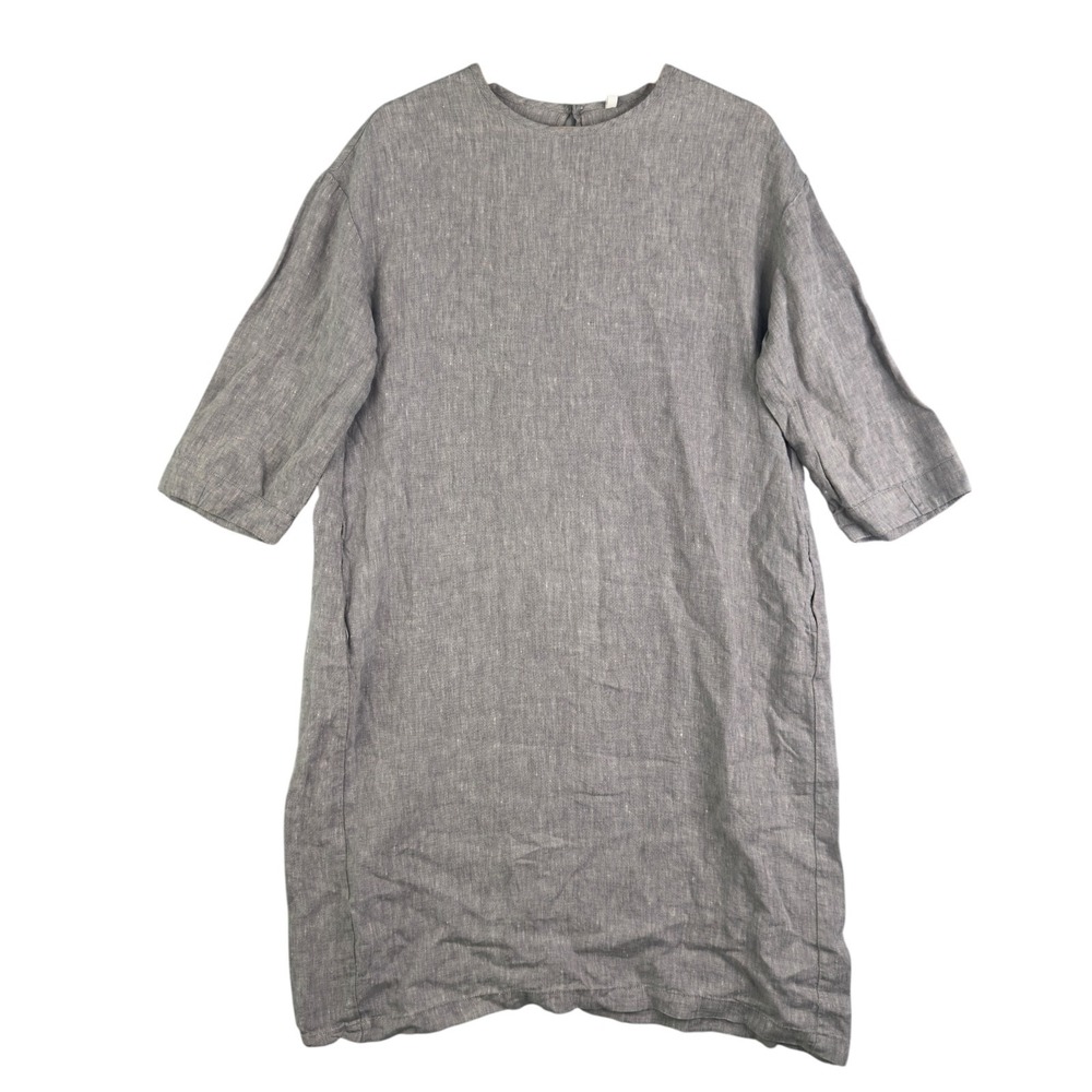 MUJI Dress Gray Women's Size M 100% Linen